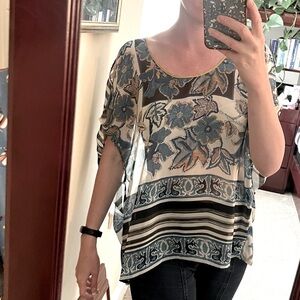 Clover Canyon Top Blouse Abstract Print S sheer